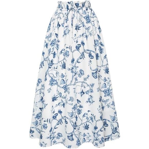Renaissance Maxi Skirts for Women White Blue - Picture 1 of 6